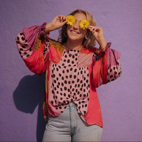 Leopard Eclectic Peasant Blouse Anthropologie Anthropologie Bl-nk
